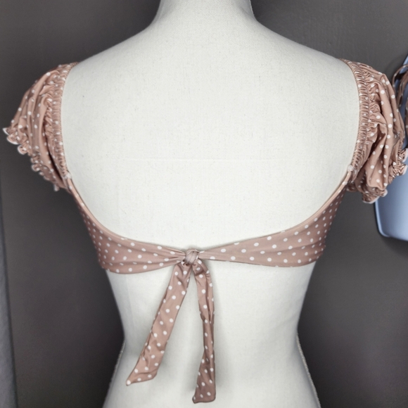 B SWIM Elizabeth Turner Polka Dot Short Sleeve Harper Bralette Bikini.Sz: XS - Picture 6 of 13